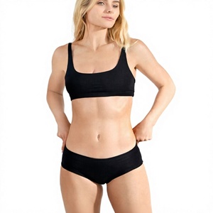 Ensemble de 2 sous-vêtements pour femmes, soutien-gorge de sport non rembourré, respirant, côtelé, sans couture, sans armatures, personnalisable avec logo OEM, vente en gros - Product Image 1