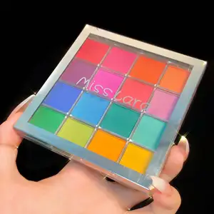 Pallet di ombretti per trucco personalizzato all'ingrosso tavolozza di ombretti a 16 colori con etichetta privata luccicante opaca a griglia quadrata di alta qualità