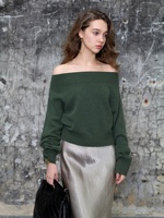 Pull en cachemire pur à 100 % pour femme, style vintage, col asymétrique côtelé, manches régulières, poignets et ourlet côtelés, doux, standard, chaud