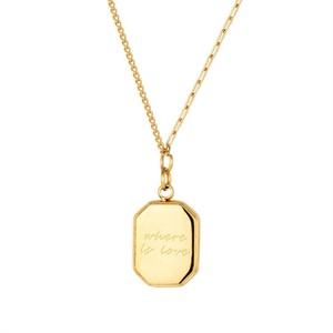Wholesale Gold Plated Geometric Engraved Letter Dangle Charm <b>Necklaces</b> Jewelry - Product Image 1