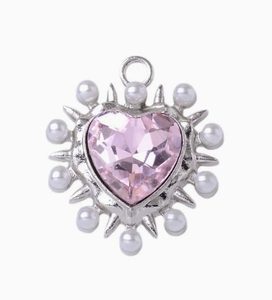 Colgante de Cristal Rosa con Diamantes de Imitación, de Aleación, para Joyería DIY, con Formas de Corazón, Lazo, Llave y Cruz, para Collar, Pulsera y Pendientes - Product Image 2
