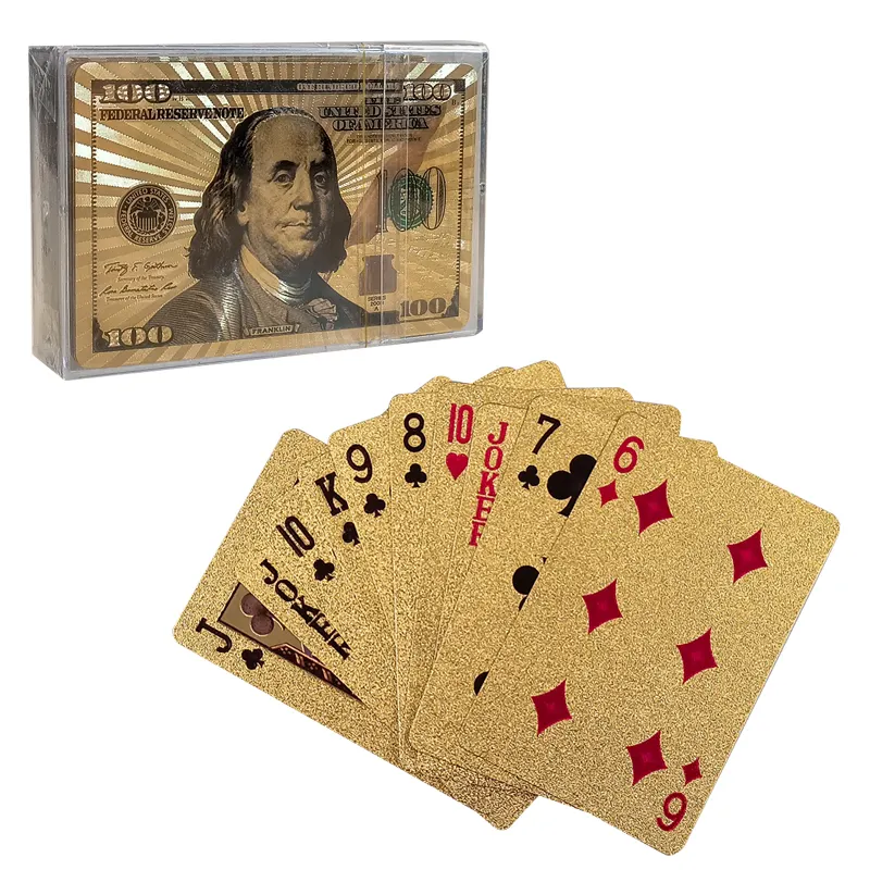 Großhandel 24K Gold Spielkarten Plastik Poker Spielkarten Wasserdichte Poker Karte Geschenks ammlung Glücksspiel Brettspiel