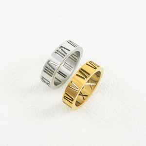 yunnique Simple Trendy Titanium Steel Plated 18K Gold Roman Numeral <b>Ring</b> Unisex Fashion Jewelry Gift - Product Image 2