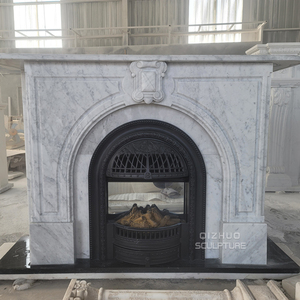 <span class=keywords><strong>Francia</strong></span> moderno tallado a mano victoriano arqueado insertar piedra Natural mármol blanco chimenea envolvente - Product Image 4