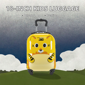 Valise pour enfants unisexe à double poignée et quatre roues de 18 pouces avec logo imprimé chat mignon en matériau PC - Product Image 2