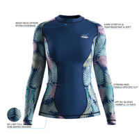 Rashguard Femme Personnalisé avec Logo, Col Montant, Silhouette Athlétique, Motif Intégral UPF 50+ pour Sports Nautiques