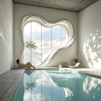 Fenêtre semi-circulaire fixe résistante aux intempéries en aluminium avec revêtement fluorocarboné pour chalet de montagne, anti-décoloration, fenêtre en verre sur mesure
