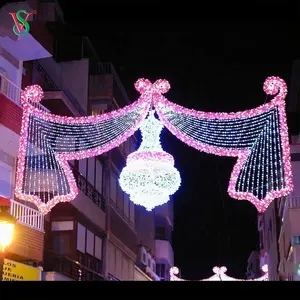 Предварительно освещенный уличный большой белый и розовый 2D уличный орнамент мотив свет коммерческий уличный Декор свет