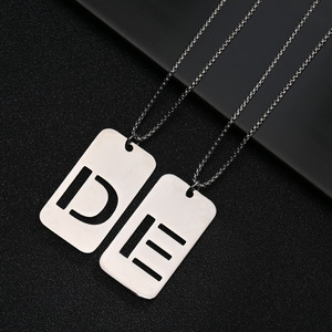 hollow silver Letter Name Necklace Stainless Steel A-Z Initial Monograms Pendant Necklaces Alphabet 26 Initial Necklace <strong>Jewelry</strong> - Product Image 3