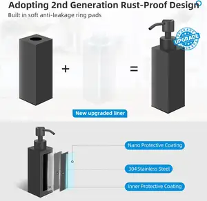 Matte Black Hand Dish Soap Dispenser For Kitchen With Stainless Steel Pump 12oz Glass Modern Refillable Liquid Soap Dispenser