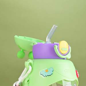 Seaygift 最新 900ml クリエイティブな漫画風カエルの目 子供用スポーツ携帯プラスチック製水筒 ジュースカップ マグカップ ストロー付き - Product Image 5