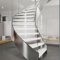 Escalier préfabriqué Prima moderne en acier au carbone Double poutre en U bande de roulement en bois de chêne conception d'escalier intérieur pour les maisons
