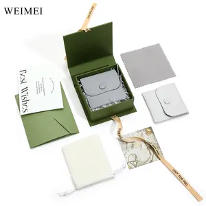 WEIMEI Custom Logo Printed Recyclable Book Style Paper Ring Earring Necklace Packaging Jewelry Boxes with Pouch