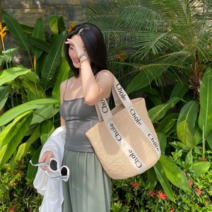 Nueva moda mujer verano playa tejido paja bolsa cremallera cierre vacaciones playa cesta bolsa ganchillo bolsa hecha a mano - Product Image 3