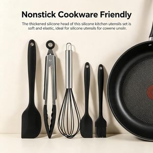 Accessoires de cuisine, 5 pièces, outils de cuisson antiadhésifs, spatules en silicone résistantes à la chaleur - Product Image 3