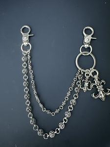 Punk Hip Hop Y2K Street Style Metal Iron Silver Cross <strong>Waist</strong> Pocket <strong>Chains</strong> Gothic Multi-layer Dice Pendant Jean Wallet <strong>Chains</strong> - Product Image 6