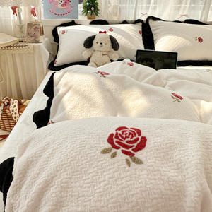 Juego de Ropa de Cama Aoyatex, Juego de Cama de Terciopelo de <span class=keywords><strong>Leche</strong></span> de Doble Cara, Funda de Edredón Peluda, Juegos de Cama <span class=keywords><strong>en</strong></span> Blanco y Negro - Product Image 6