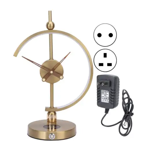 wholesale dimmable lamp luxury clock modern wooden base desk lamp with fast wireless charger for home decor