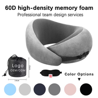 Oreiller de voyage en mousse à mémoire de forme haute densité 60D en forme de U, personnalisable OEM/ODM avec logo, portable, pour avion, soutien cervical