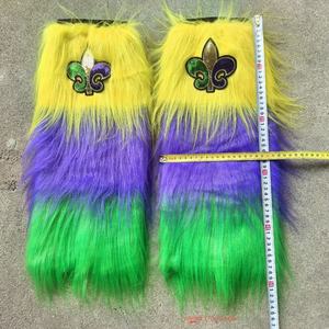 كرنفال الكبار ثلاثة ألوان مخطط أفخم مجموعة القدم مع الشعر الطويل ماردي غرا لوازم أداء الحزب لمهرجان حفلة موسيقية - Product Image 3