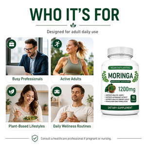 Cápsulas de Moringa de Marca Privada OEM, 1200 mg de Polvo de Hoja, Veganas, Sin GMO, Probadas por Terceros, Fórmula Personalizada, Venta al Por Mayor - Product Image 4