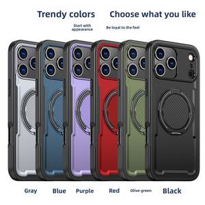 Étui de luxe anti-chute pour <span class=keywords><strong>iPhone</strong></span> 17 Pro avec poignée de téléphone et amortissement rotatif Film d'objectif de support magnétique pour Amazon Exclusive - Product Image 2