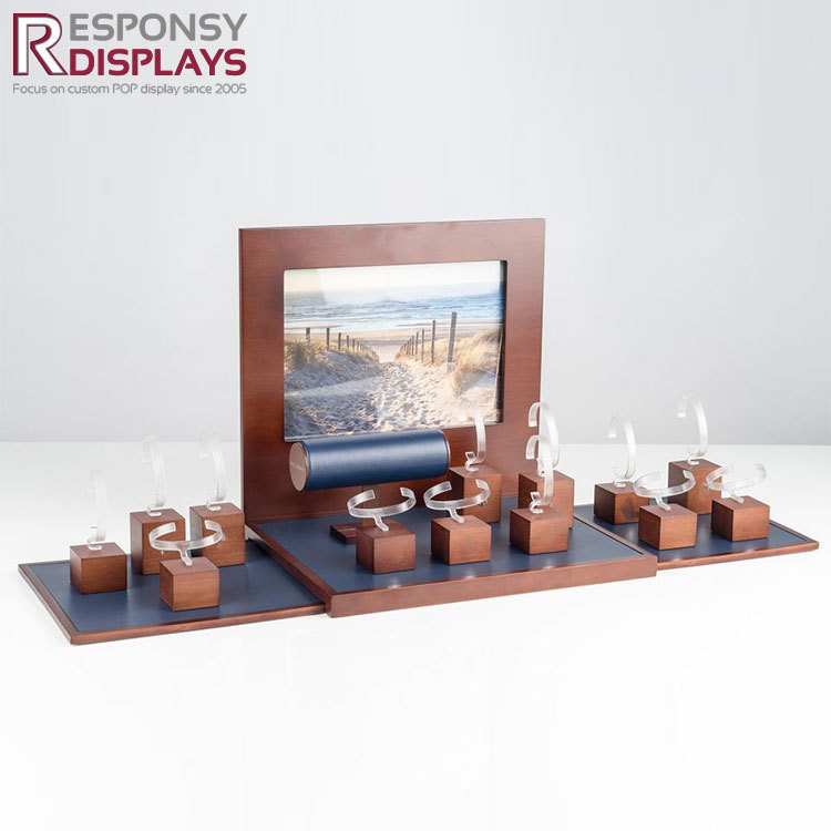 Wooden Countertop Watch Display Stand Multi
