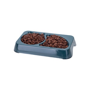 Plat de nourrissage pour animaux de compagnie à double compartiment, base antidérapante en plastique de couleur unie pour chiens, utilisation en intérieur - Product Image 1