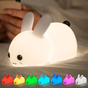2026 Cute Animal Rabbit LED Colorful lights Night Light Soft Silicone Bedroom USB Rechargeable <b>Lamp</b> for baby Kids - Product Image 2