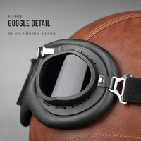 Casque vintage, coque ABS, type demi-casque rétro avec lunettes optionnelles pour moto Harley, scooter, protection de la tête pour adulte