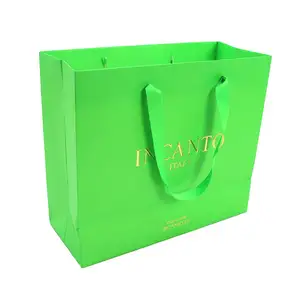 customized luxe shopping paper bag with gloss lamination