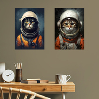 Drop Shipping Fashion Vintage Tin Print Metal Poster Bedroom Wall Art Painted Astronaut Cats Work Plaque Magnet Hanging System