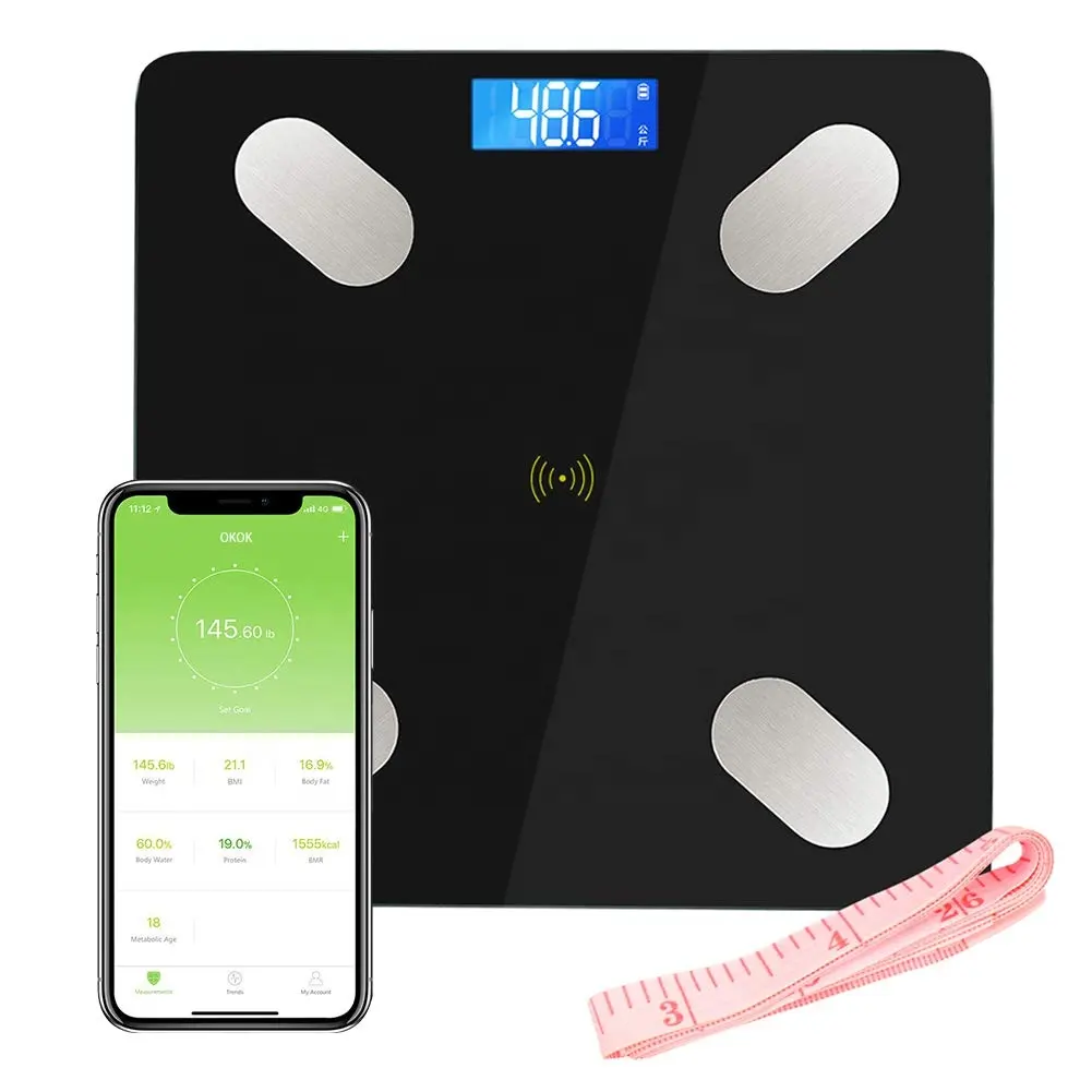 Weight Digital Scale Smart App Android IOS Bathroom Scale 180kg/396lb LED Portable Weight Body Fat Balance Digital Electronic BMI Weighing Scale