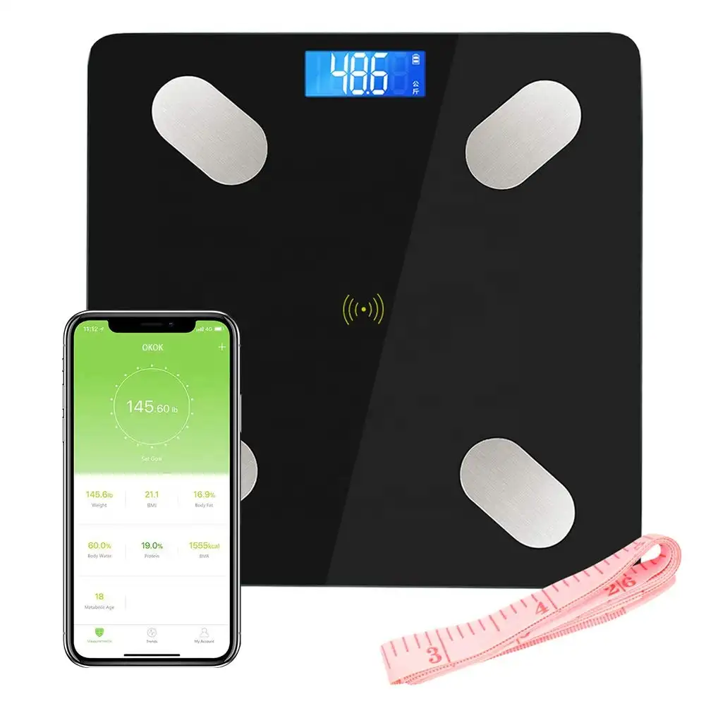 Умные весы для ванной комнаты с приложением Android IOS, 180 кг/фунтов, Светодиодные Портативные Весы для измерения массы тела и жира, цифровые электронные весы с ИМТ