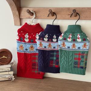 Sneeuwpop Peperkoek Man Acryl Klassiekers Pet Trui Puppy Kleding Kleine Hond Milieuvriendelijke Winter Dagelijkse Benodigdheden Kerst - Product Image 2