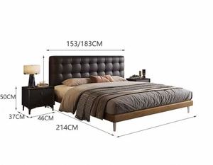 เฟอร์นิเจอร์ห้องนอนสไตล์มินิมอล ปี 2026 เฟอร์นิเจอร์แฟชั่นระดับไฮเอนด์ เตียงหนังหรูหรา ขนาด 1.8 เมตร เตียงหุ้มเบาะแบบคู่ - Product Image 6