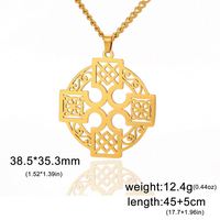 Collier Croix Myshape Celtics Knot Wheel, Nœud Irlandais Quaternaire, Symbole Sacré, Amulette, Bijoux Religieux en Acier Inoxydable