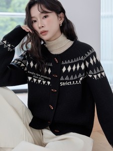 <span class=keywords><strong>Cardigan</strong></span> Elegante Vintage <span class=keywords><strong>Nero</strong></span> in Maglia per <span class=keywords><strong>Donna</strong></span>, Top in Maglia a Maniche Lunghe per Uso Quotidiano |   Personalizzazione Accettata, Realizzato Secondo il Tuo Modello - Product Image 2