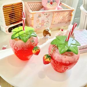 500ml été mignon forme de fruit fraise ananas tasse à eau dessin animé paille bouteille d'eau forme de fruit Portable enfants/fille/adulte - Product Image 3