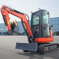 Mini Excavadora de 2.5 Toneladas con Sistema Hidráulico Completo, Certificación CE, Orugas de Goma Telescópicas, para Jardinería, Excavación y Drenaje