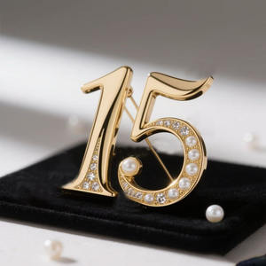 Yunan Sorority numarası 15 broş inci taklidi bayanlar Charm yaka <span class=keywords><strong>Pin</strong></span> - Product Image 5