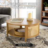 Table basse ronde en bois légère et portable de style nordique moderne avec plateau en panneau durable et écologique pour salon