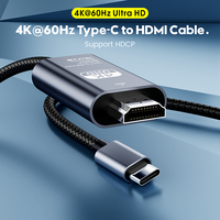 Câble HDMI tressé en nylon 4K 30HZ 60HZ Type C vers HDMI mâle 2 mètres prise en charge HDCP pour Macbook téléphone moniteur TV ordinateur portable