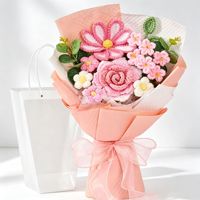 Bouquet tricoté à la main en fil de fleurs de potentilla tressé, style coréen, souvenir éternel, cadeau décoratif, Festival Qixi, artificiel