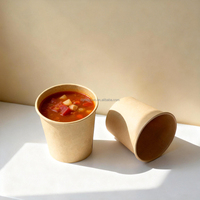 Bol en papier kraft personnalisé avec logo, conteneur alimentaire pour soupe chaude jetable imprimé sur mesure, 8 oz, 12 oz, 16 oz, 18 oz, 24 oz