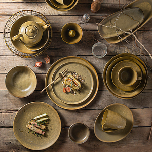 Platos de Porcelana Rústicos Personalizados con Logotipo para Catering y Restaurantes, Platos Retro con Motas Pigmentadas, Platos para Hornear Marrones, Plato Plano para Pizza - Product Image 6