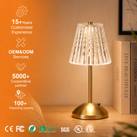 Lampes de table de restaurant rechargeables en métal décoration moderne abat-jour transparent en acrylique lampe de bureau de bar à chargement USB simple