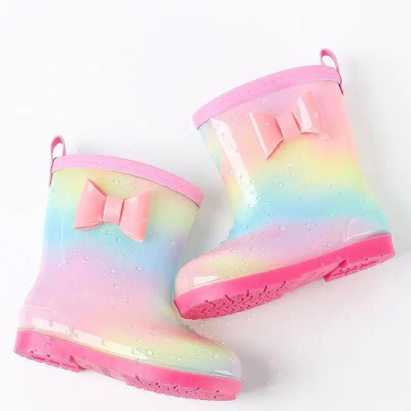 Girls Cartoon Cute Unicorn Rain Shoes Waterproof Rubber Soft Non-slip Rainbow Rain Boots Toddler Kids Comfortable Water Boots