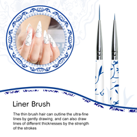 Nouvel ensemble de 7 pinceaux professionnels pour manucure, motif porcelaine bleue et blanche, manche en acrylique, pour détails et nail art
