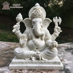 Натуральный размер, Индия, садовый камень, белый мрамор, статуя Ганеша на продажу
